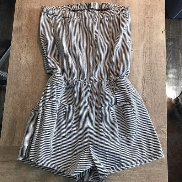 Mossimo & Supply Co. Pinstripe Strapless Romper - Picture 3 of 3